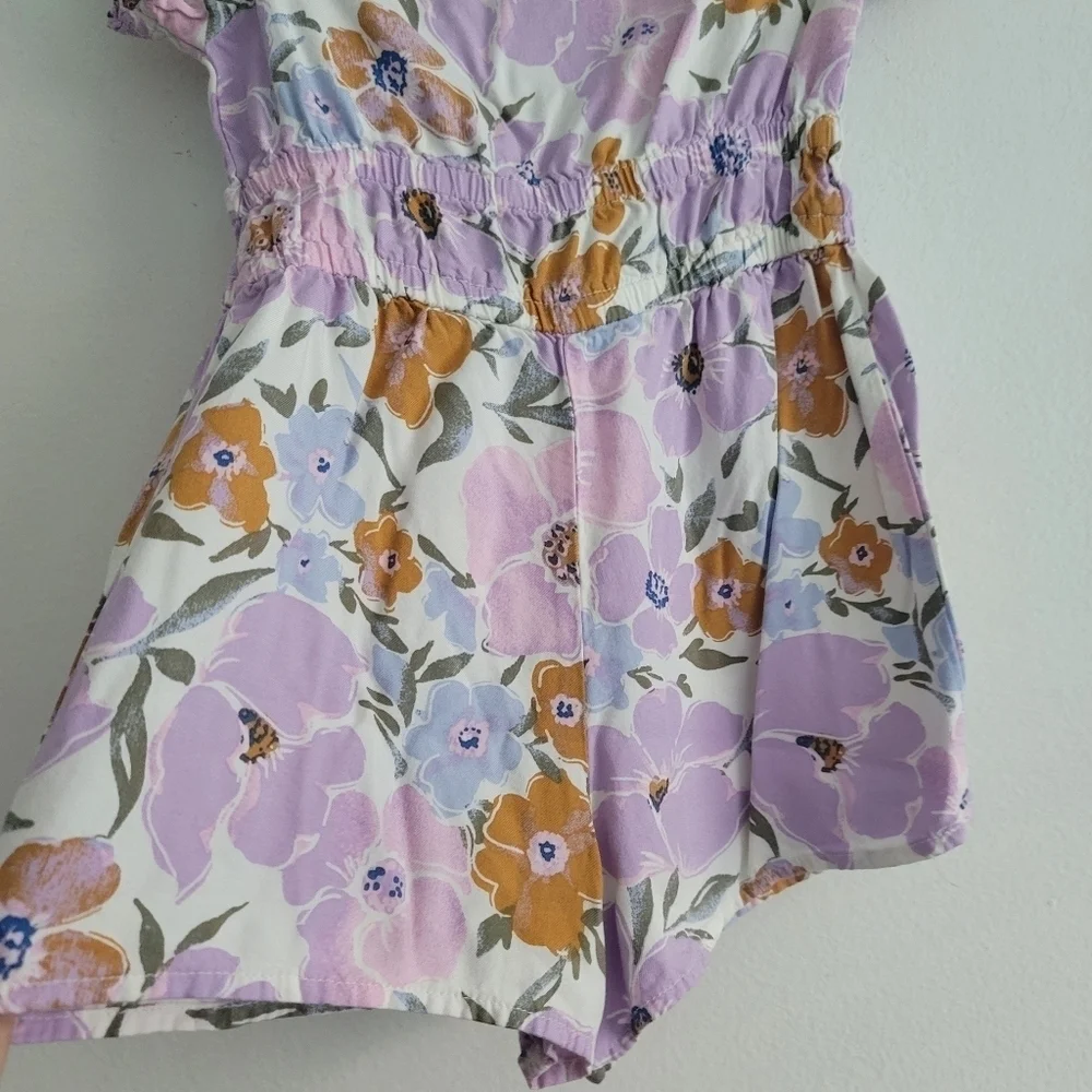OshKosh 4T Purple Floral Short Sleeve Romper‎